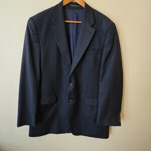 Lauren Ralph Lauren Men's Wool Blazer, Size 42L Blue Plaid 2-Button Windowpane